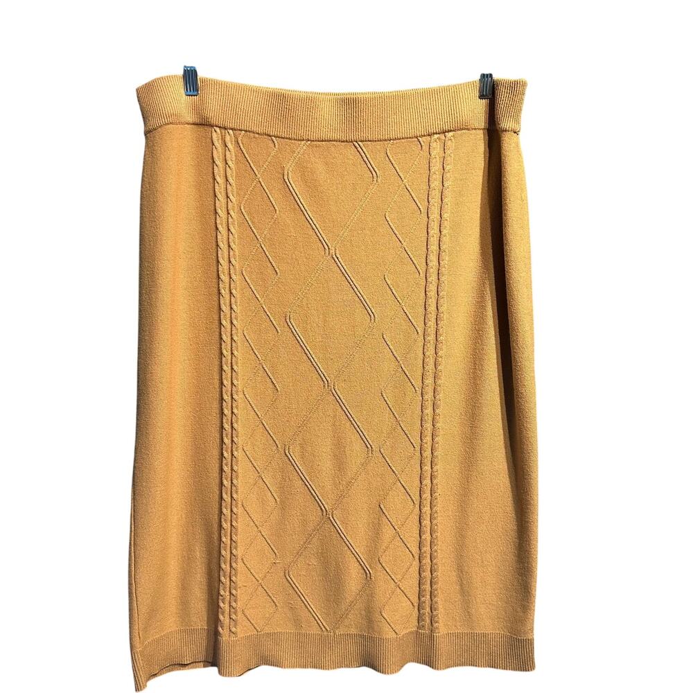 Cato Size 18/20 W Sweater Skirt Camel Knit Cable knit Knee Length Winter